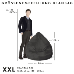 SITTING POINT Sitzsack Karolina XXL Samt mittelgrau