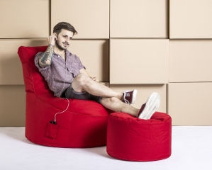 SITTING POINT Sitzsack-Set Scuba Swing + Hocker rot