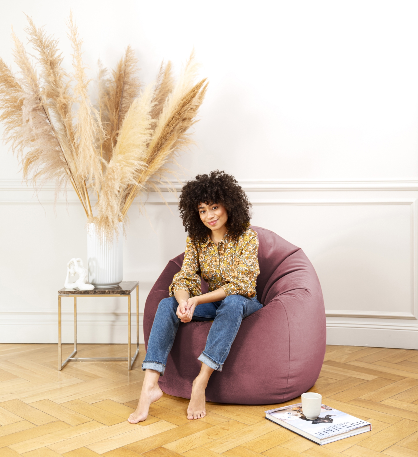 SITTING POINT Sitzsack MARLA XXL Samt altrose