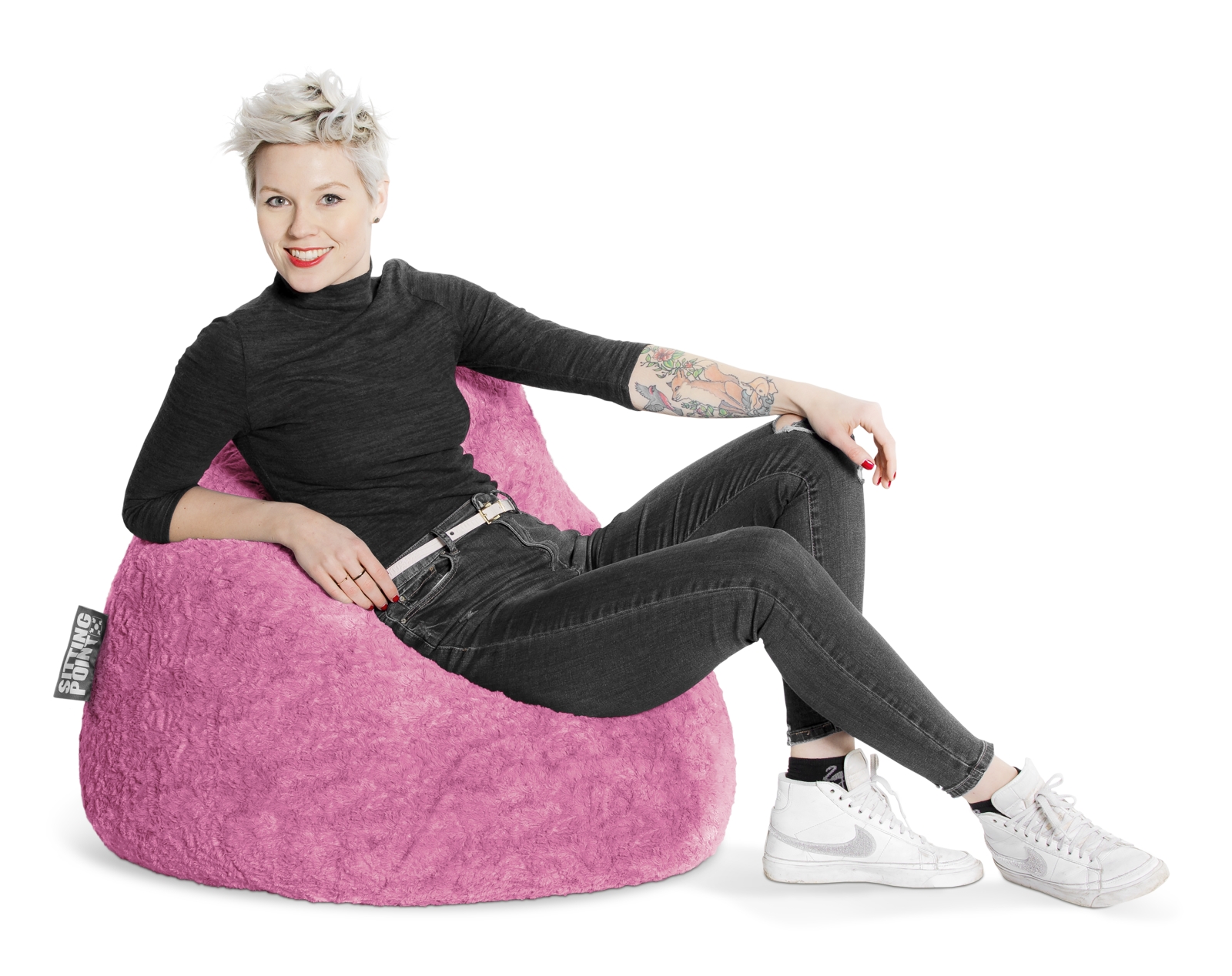 SITTING POINT Sitzsack Fluffy XL ca. 220 Liter pink