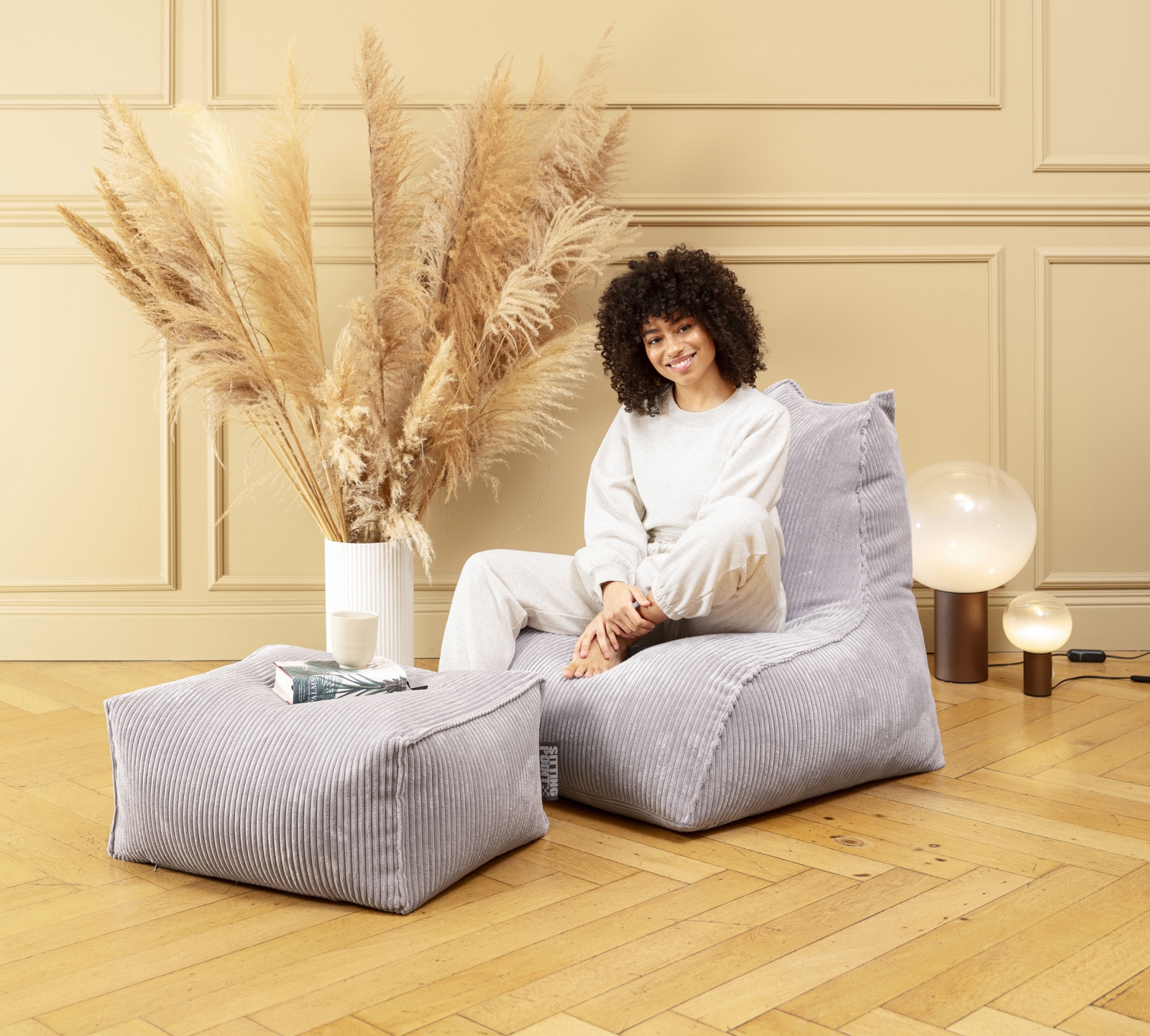 SITTING POINT Sitzsack SHARA ROLL Cord in lila