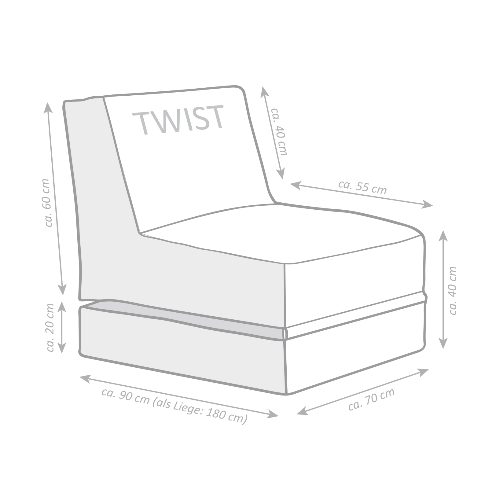 SITTING POINT Sitzsack Scuba Twist eukalyptus
