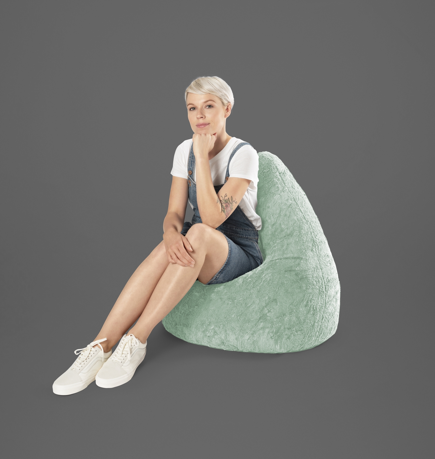 SITTING POINT Sitzsack FLUFFY HEARTS XL ca. 220 Liter salbei