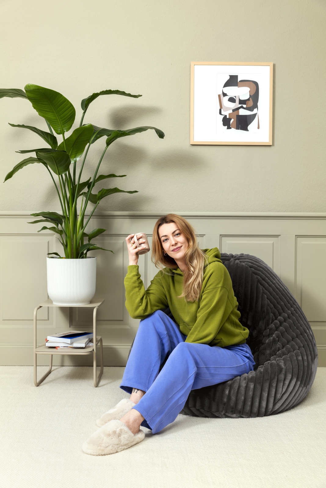 SITTING POINT Sitzsack RAYA Fellimitat XXL ca. 300L salbei