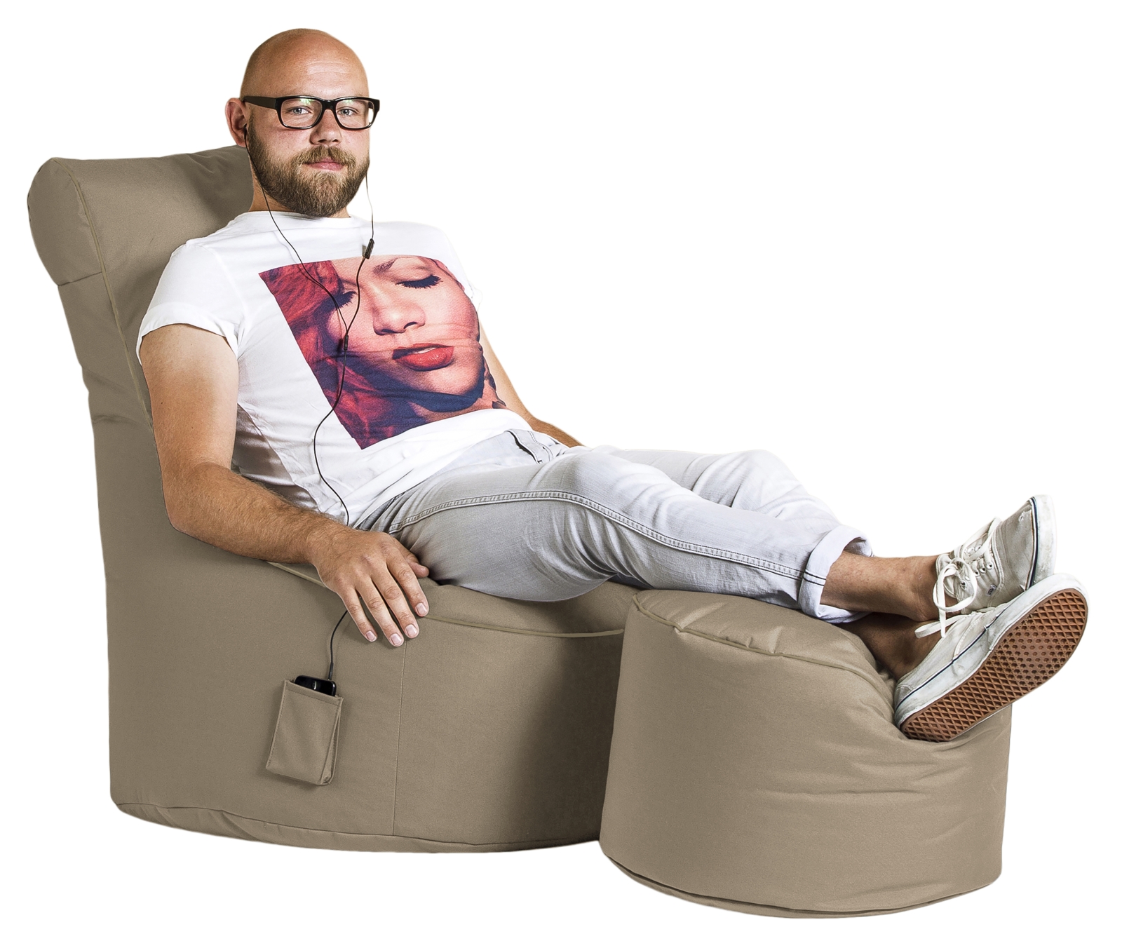 SITTING POINT Sitzsack-Set Scuba Swing + Hocker khaki