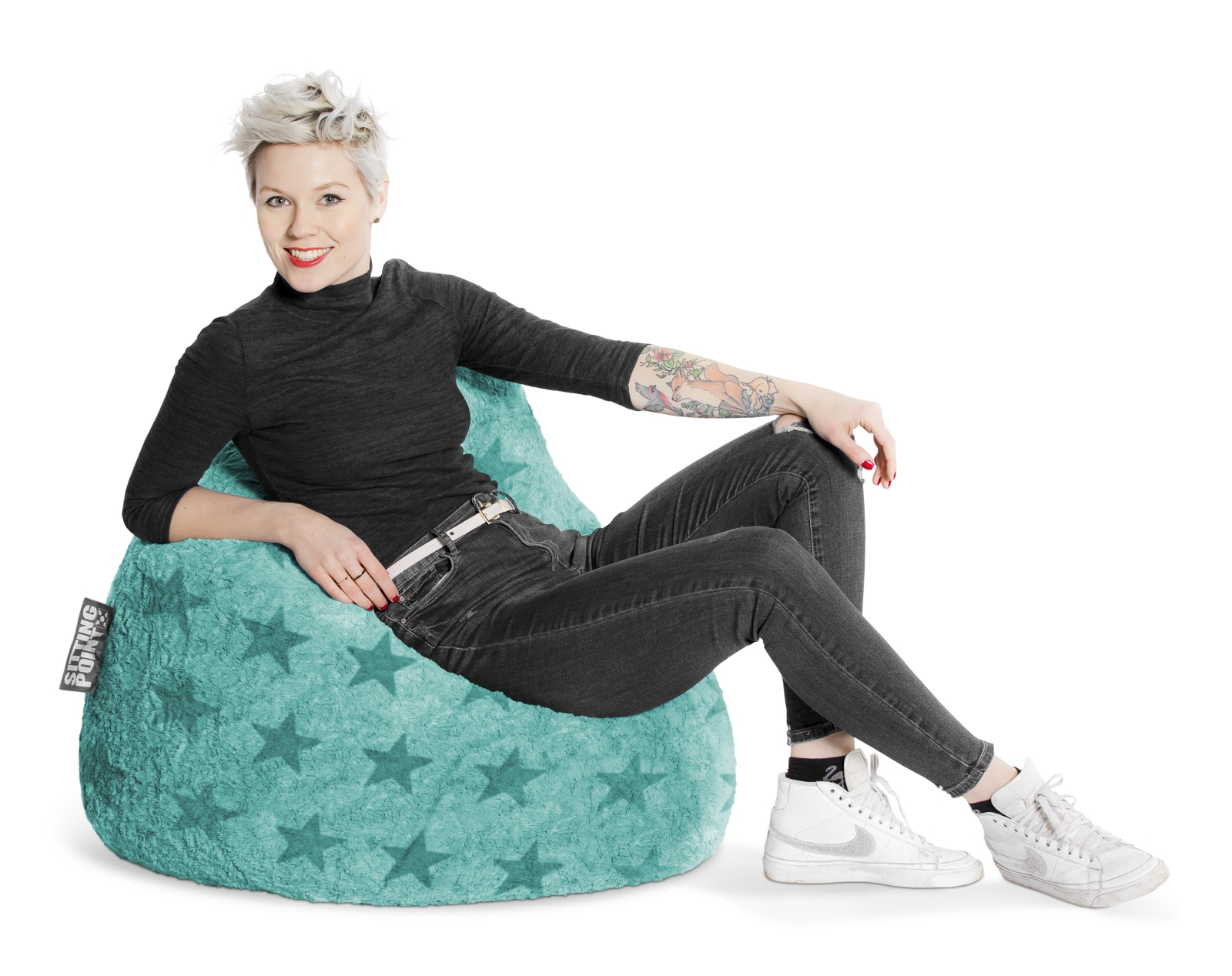 SITTING POINT Sitzsack Fluffy STARS XL ca. 220 Liter t�rkis